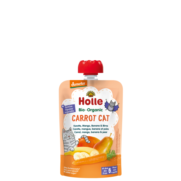 Holle Carrot Cat BIO tasak, sárgarépa-mangó-banán-körte, 100g