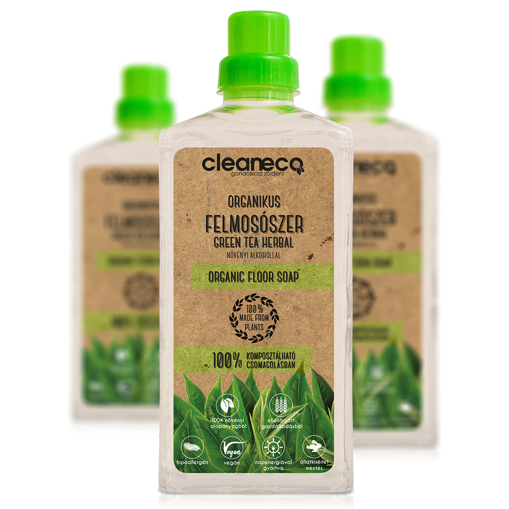 Cleaneco Organikus felmosószer, Green tea herbal illat, komposztálható csom., 1L