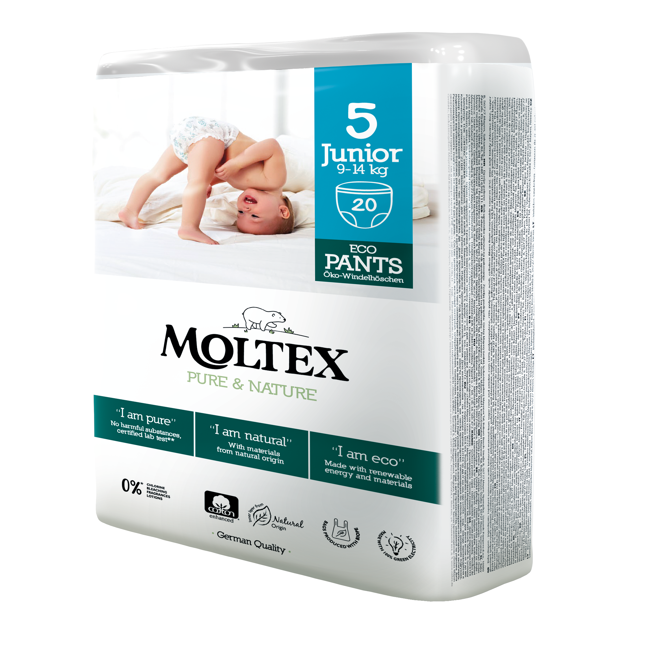 MOLTEX Pure&Nature öko bugyipelenka 5, junior(9-14kg), 20db