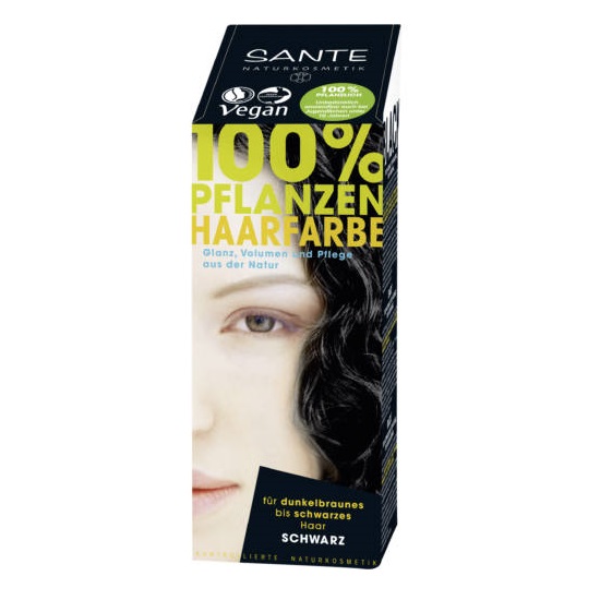 Sante 100% természetes növényi hajfesték por, fekete, 100g