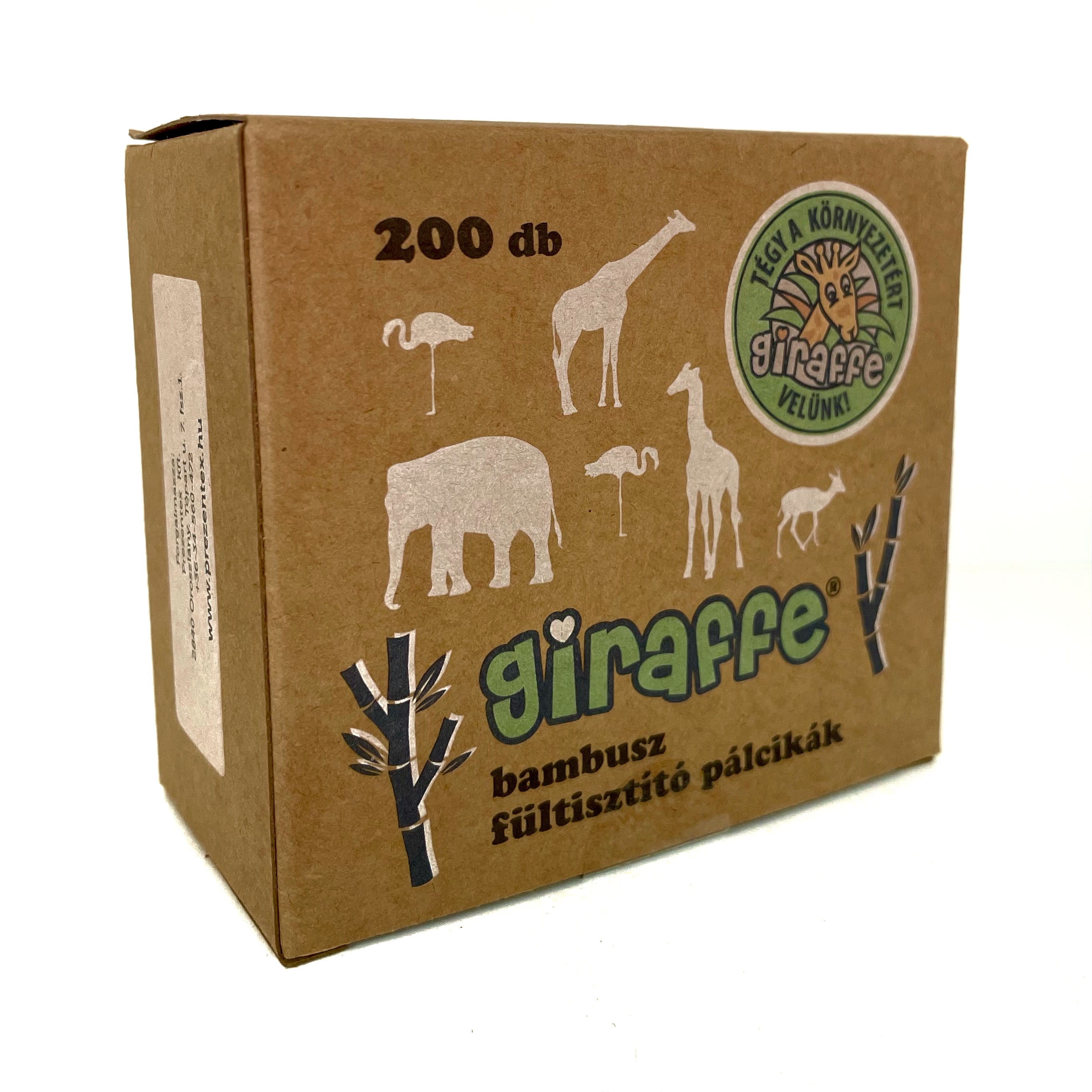 Giraffe bambusz fültisztító pálca papír dobozban, 200db