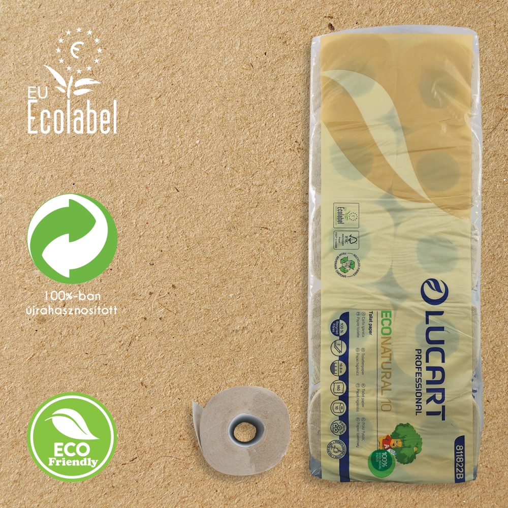 Lucart Econatural 100% újrahasznosított toalettpapír 2 rétegű, 10tek./csomag