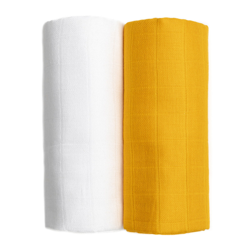 T-tomi Exclusive Collection luxus tetra textil fürdőlepedő, fehér+mustár, 2db