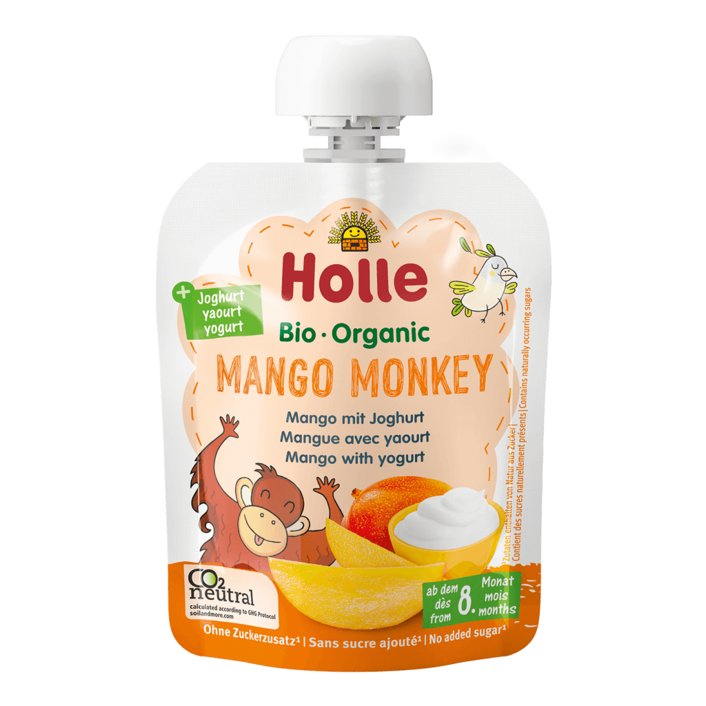 Holle Bio Mango Monkey – Mangó joghurttal, 8. hónaptól, 85g