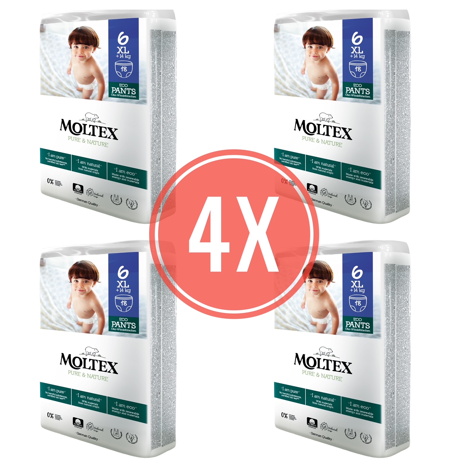MOLTEX Pure&Nature öko bugyipelenka 6, XL(14+kg) BOX 4x18db