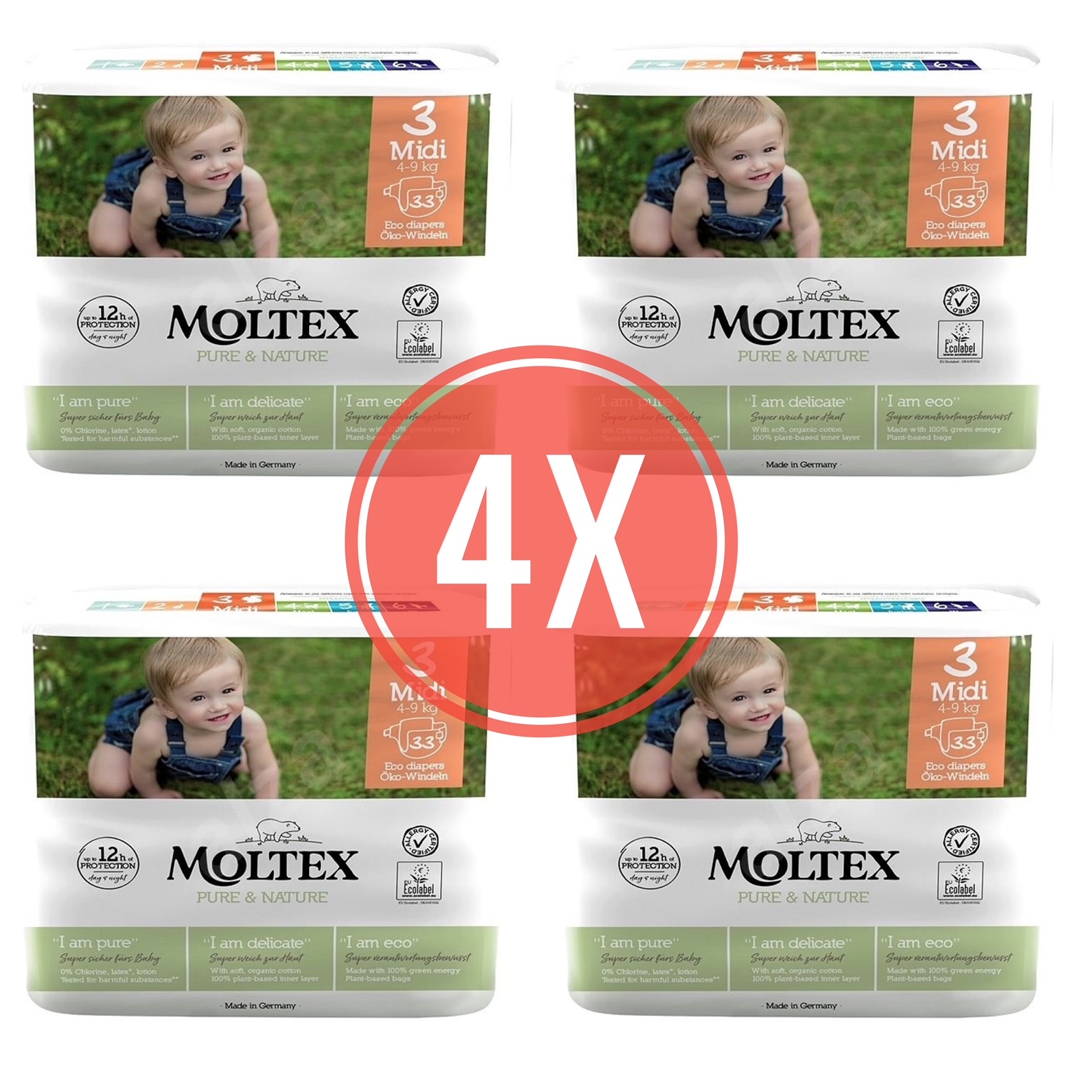 MOLTEX Pure&Nature öko pelenka 3, midi (4-9 kg) BOX 4x33db