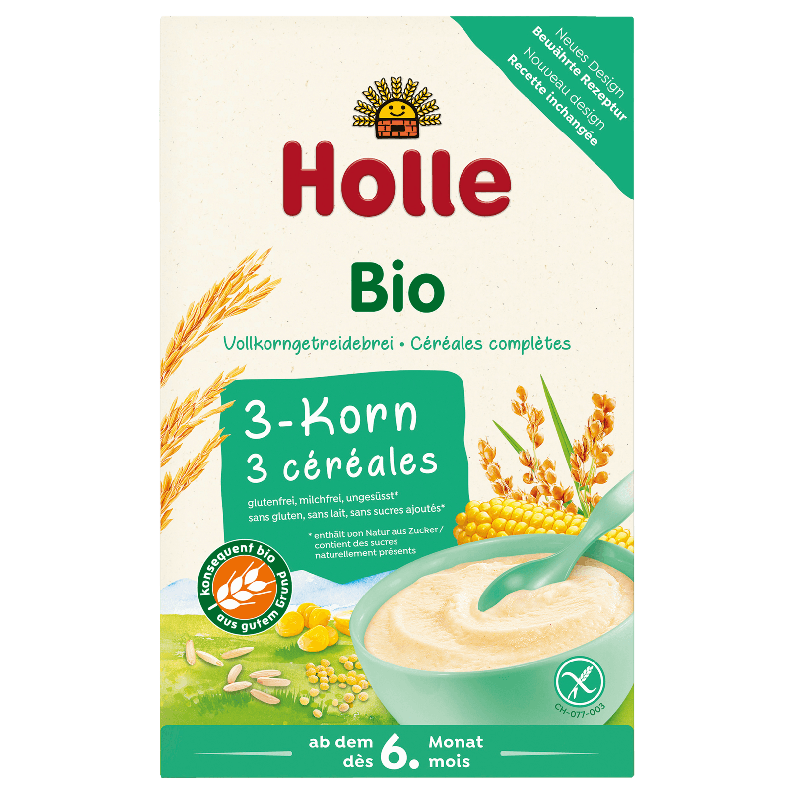 Holle BIO 3-magos babakása – rizs, kukorica és köles, 250g
