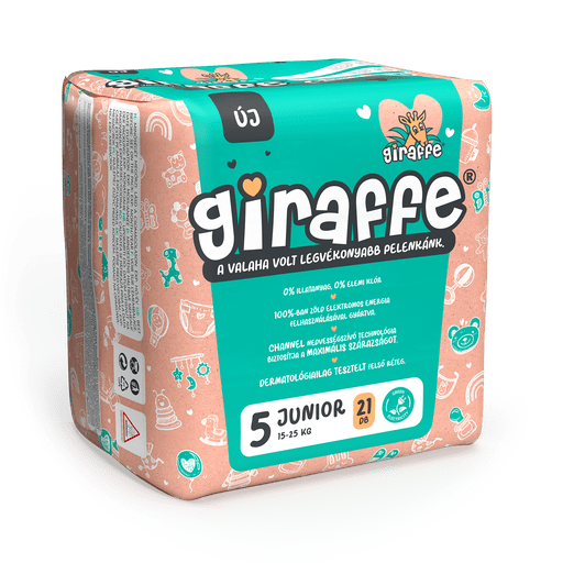 giraffe® Channel klór és illatmentes pelenka 5 junior (15-25kg) 21db