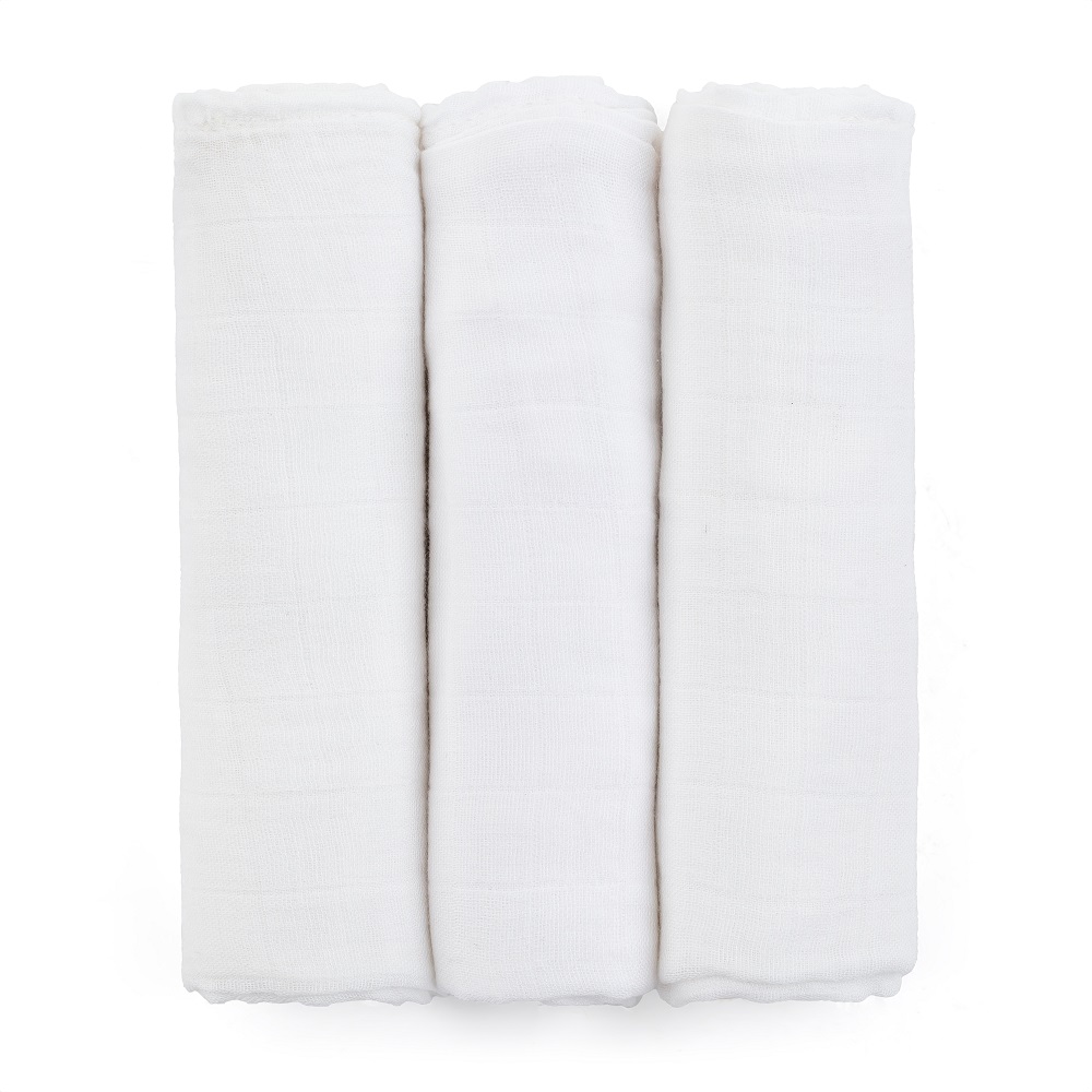 Petite&Mars Moussy bambusz muszlin pelenka 68x68cm, Total White, 3db