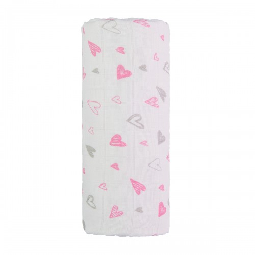 T-tomi Exclusive Collection extra nagy tetra textil fürdőlepedő,rózsaszín szívek
