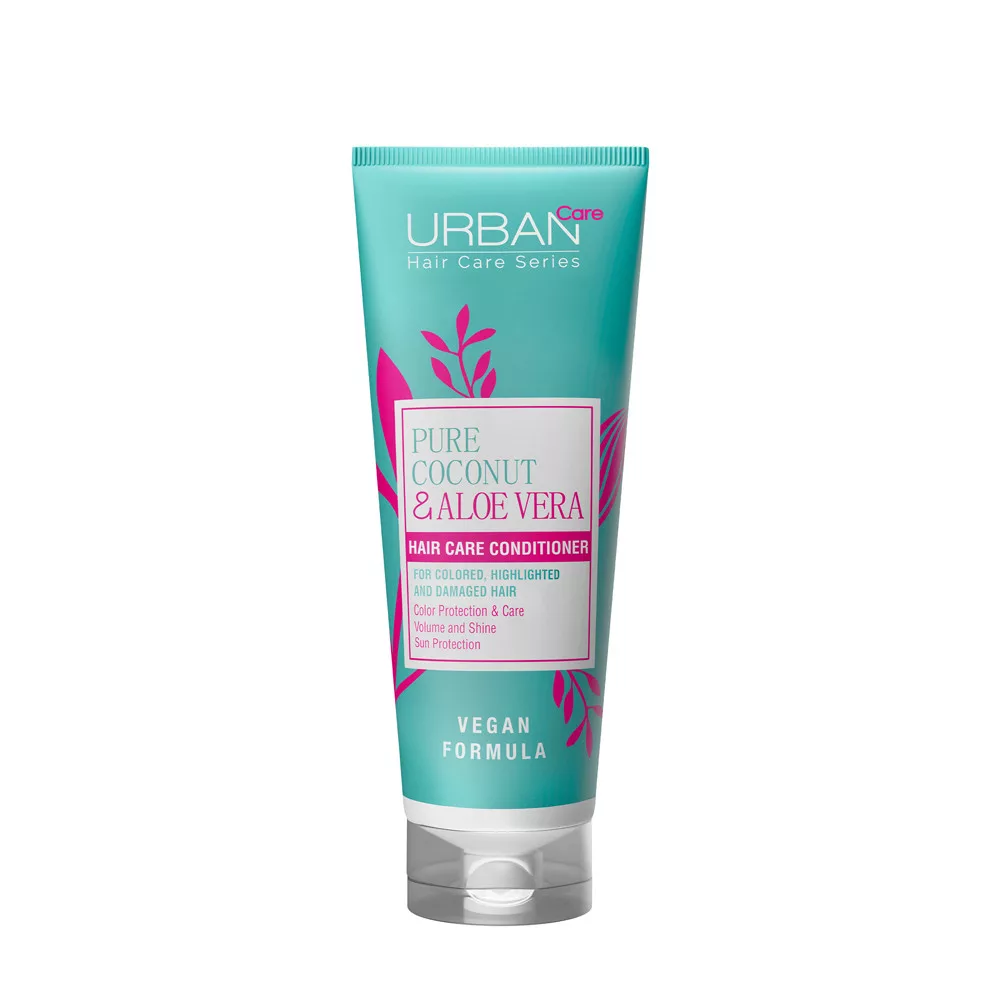 URBAN CARE SZÍN- ÉS FÉNYVÉDŐ HAJBALZSAM KÓKUSZOLAJJAL ÉS ALOE VERÁVAL FESTETT, MELÍROZOTT ÉS SÉRÜLT HAJRA 250ml