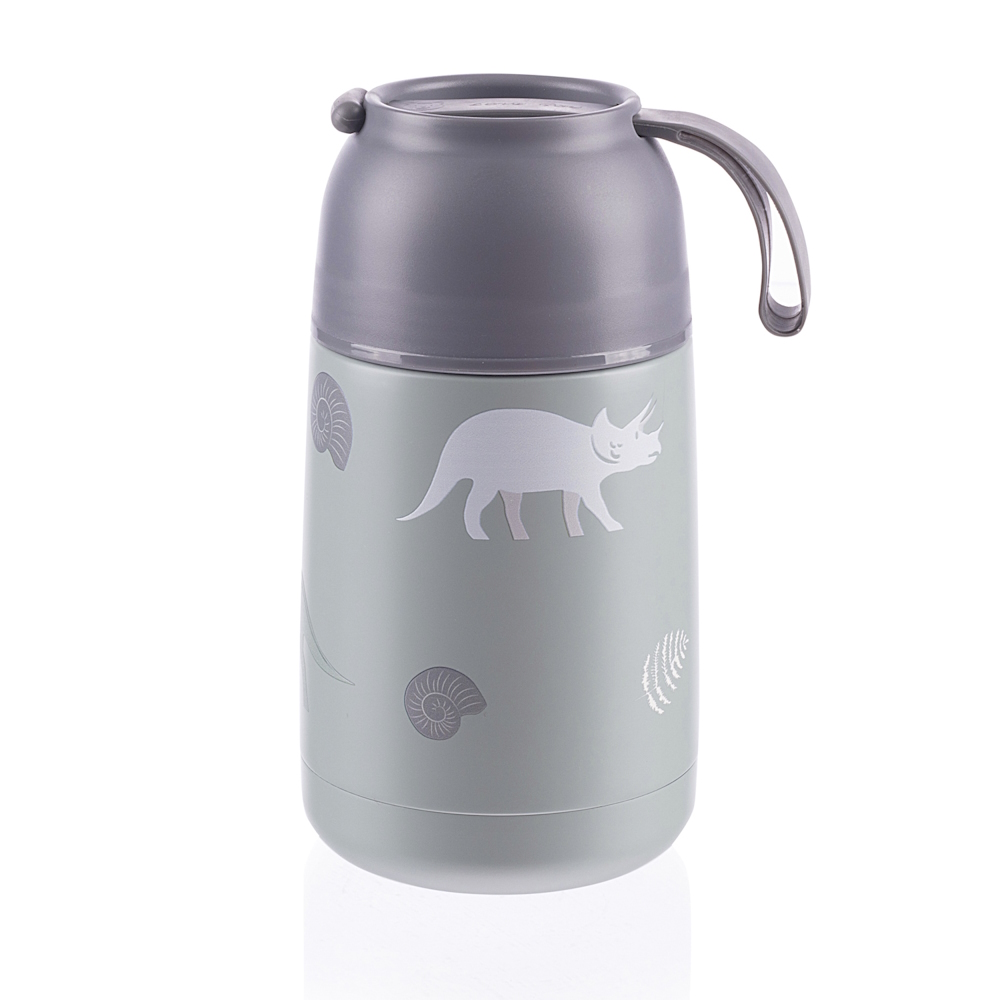 Zopa rozsdamentes acél étel termosz csészével és szilikon fogantyúval, 620ml, Dínó