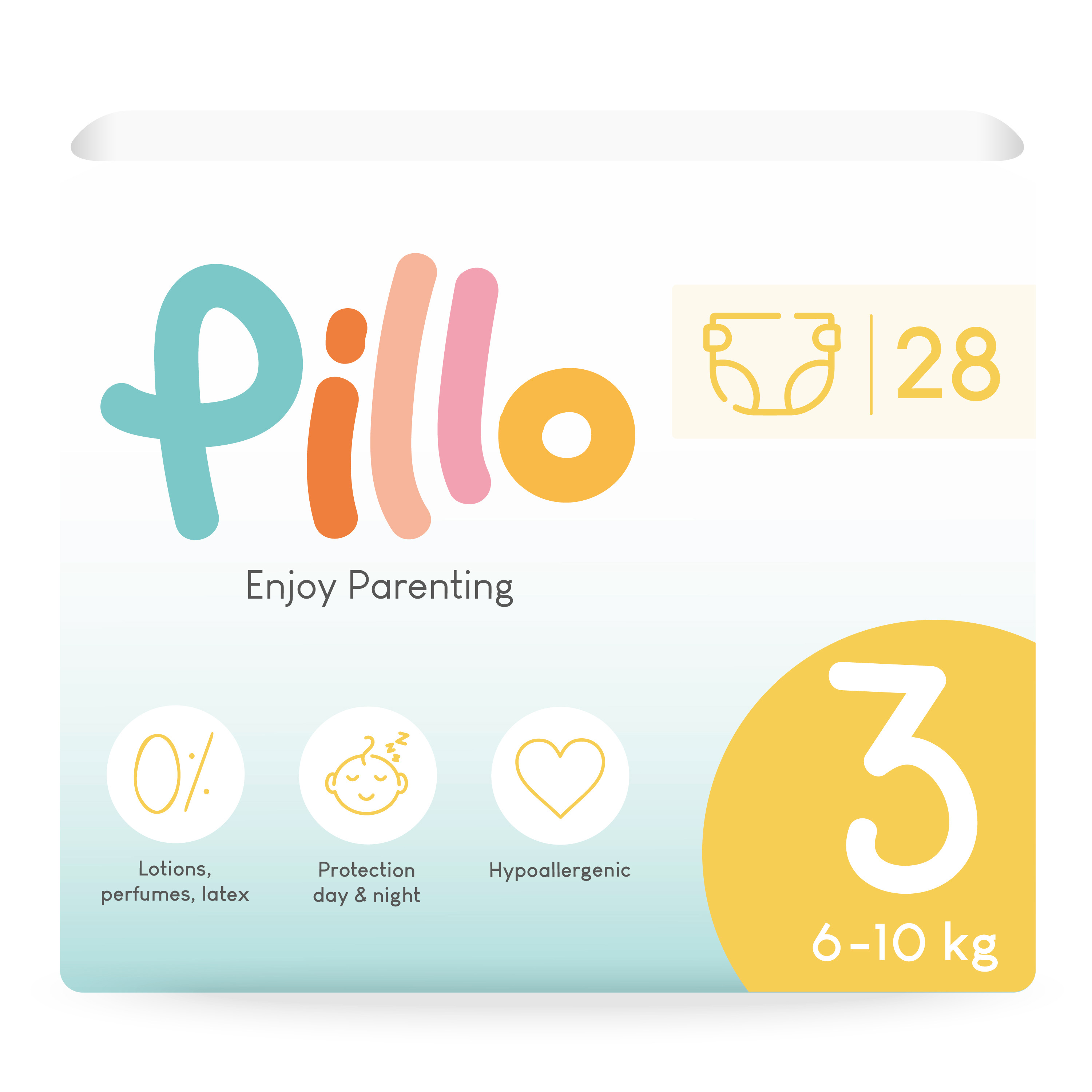 Pillo prémium minőségű, szuper nedvszívó, hipoallergén pelenka 3 (midi), 6-10kg, 28db