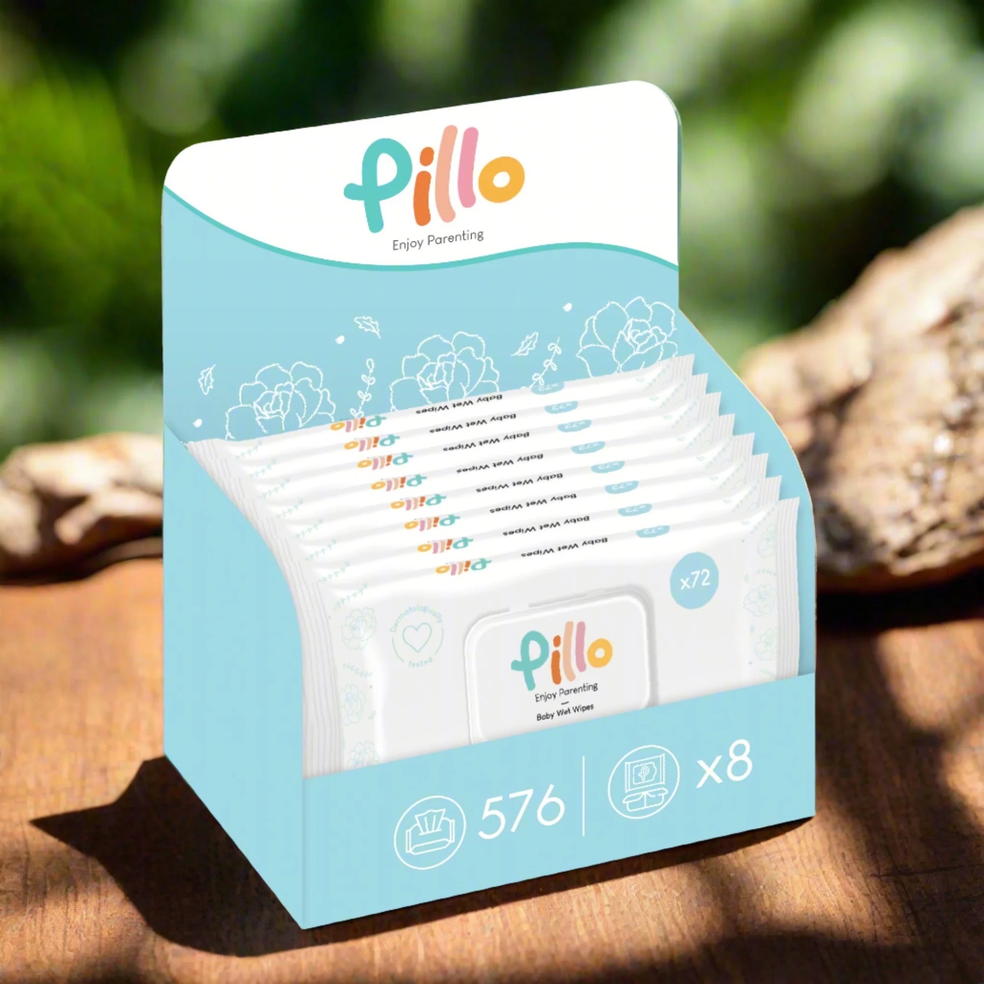 Pillo nedves törlőkendő, bio aleo verával és aktív zabvízzel MEGA PACK 8x72db