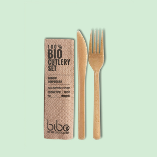 bibox komposztálható evőeszköz szett, kés+villa+szalvéta, 500db/csomag