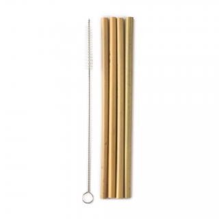 Humble 100% lebomló bambusz szívószál szett, 4 db + 1 db tisztító kefe