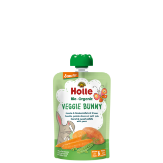 Holle Veggie Bunny BIO tasak, sárgarépa-édesburgonya-borsó, 100g