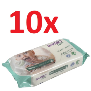 Bambo Nature 100% biológiailag lebomló nedves törlőkendő MEGA PACK, 10x50db