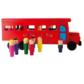 Small Foot Fa nagy piros iskolabusz gyerekekkel 18m+