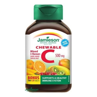 Jamieson C-vitamin 500mg rágótabletta – vegyes gyümölcs ízesítéssel 120db