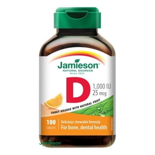 Jamieson D3-vitamin 1000IU szopogató tabletta – narancs ízesítéssel 100db