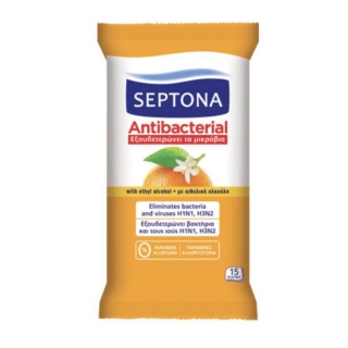 Septona Antibakteriális törlőkendő, narancs, 15db