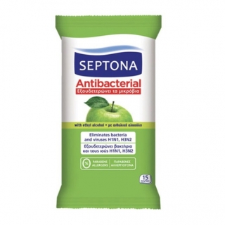 Septona Antibakteriális törlőkendő, zöldalma, 15db