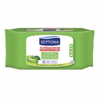 Septona Antibakteriális törlőkendő, zöldalma, 60db