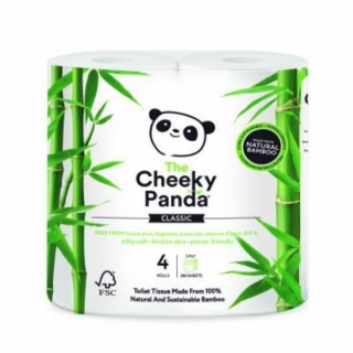 Cheeky Panda Bambusz wc papír, 3 rétegű, papír csomagolásban, 4 tekercs