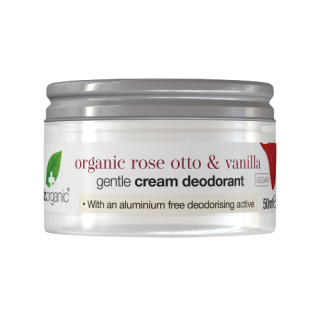 Dr. Organic Krémdezodor bio damaszkuszi rózsával és vaníliával 50ml