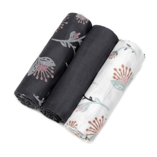 T-tomi prémium minőségű tetra textil pelenka, 70x70cm, virágok, 3db