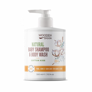 Wooden Spoon Natural BIO baba sampon és tusfürdő, Cotton Kiss, 300ml