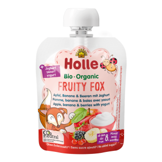 Holle Bio Fruity Fox – Alma, banán és bogyók joghurttal, 8. hónaptól, 85g