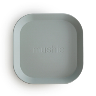 Mushie BPA-mentes műanyag szögletes lapostányér - zsálya