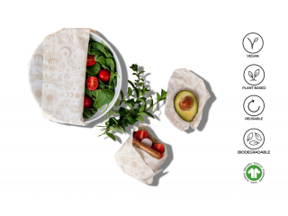 Terra Gaia viaszos élelmiszer csomagoló szett GOTS biopamutból, natúr, 3db