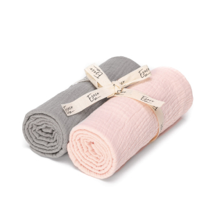ESECO by T-tomi prémium minőségű BIO muszlin textil pelenka,rózsaszín-szürke,2db