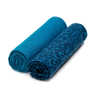 T-tomi prémium minőségű BIO muszlin textil pelenka, Olajkék, 2db