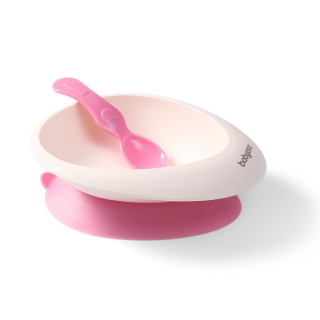 BabyOno tapadó aljú tányér kanállal, rózsaszín
