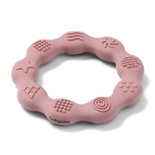 BabyOno Ring szilikon gyűrű rágóka, rózsaszín