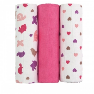 T-tomi prémium minőségű tetra textil pelenka, 70x70cm, rózsaszín csigák, 3db