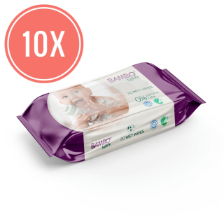 Bambo Nature nedves törlőkendő MEGA PACK, 10x80db