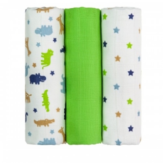 T-tomi prémium minőségű tetra textil pelenka, 70x70cm, zöld krokodilok, 3db