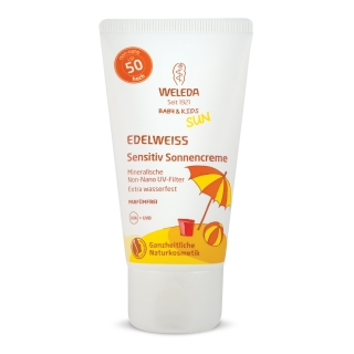 WELEDA Edelweiss Baby&Kids extra vízálló napozókrém érzékeny bőrre SPF50, 50 ml