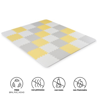 Kinderkraft Luno Habszivacs puzzle szőnyeg 150x180cm, 30db, Yellow