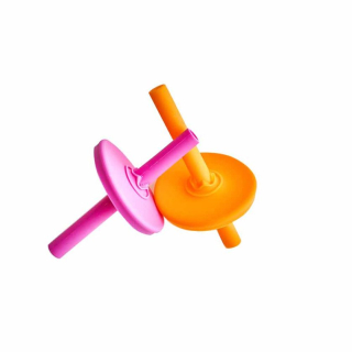 CogniKids Sip kiegészítő szett szilikon fedél és szívószál, 2db,  Tangerine+Flamingo